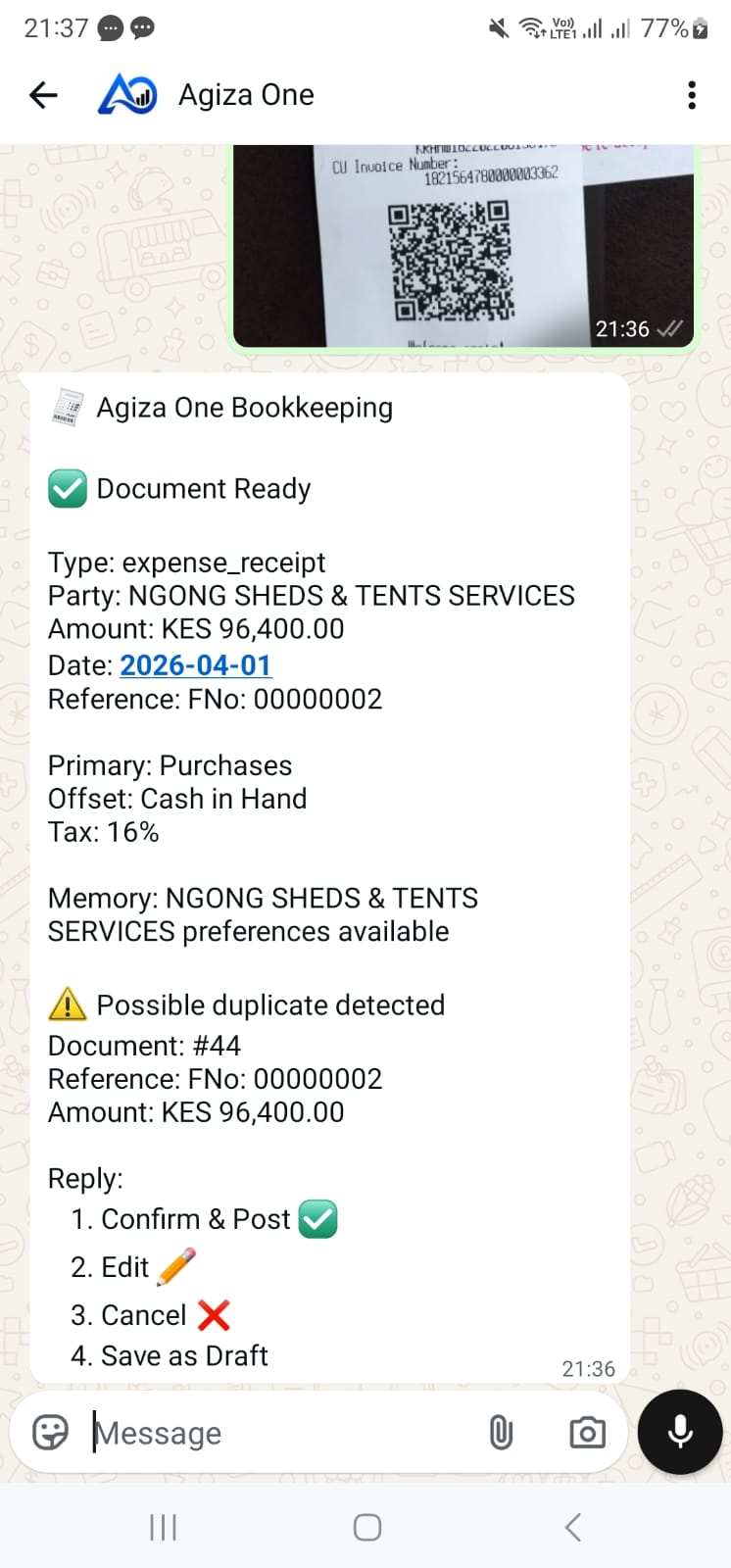 Agiza One WhatsApp assistant preview